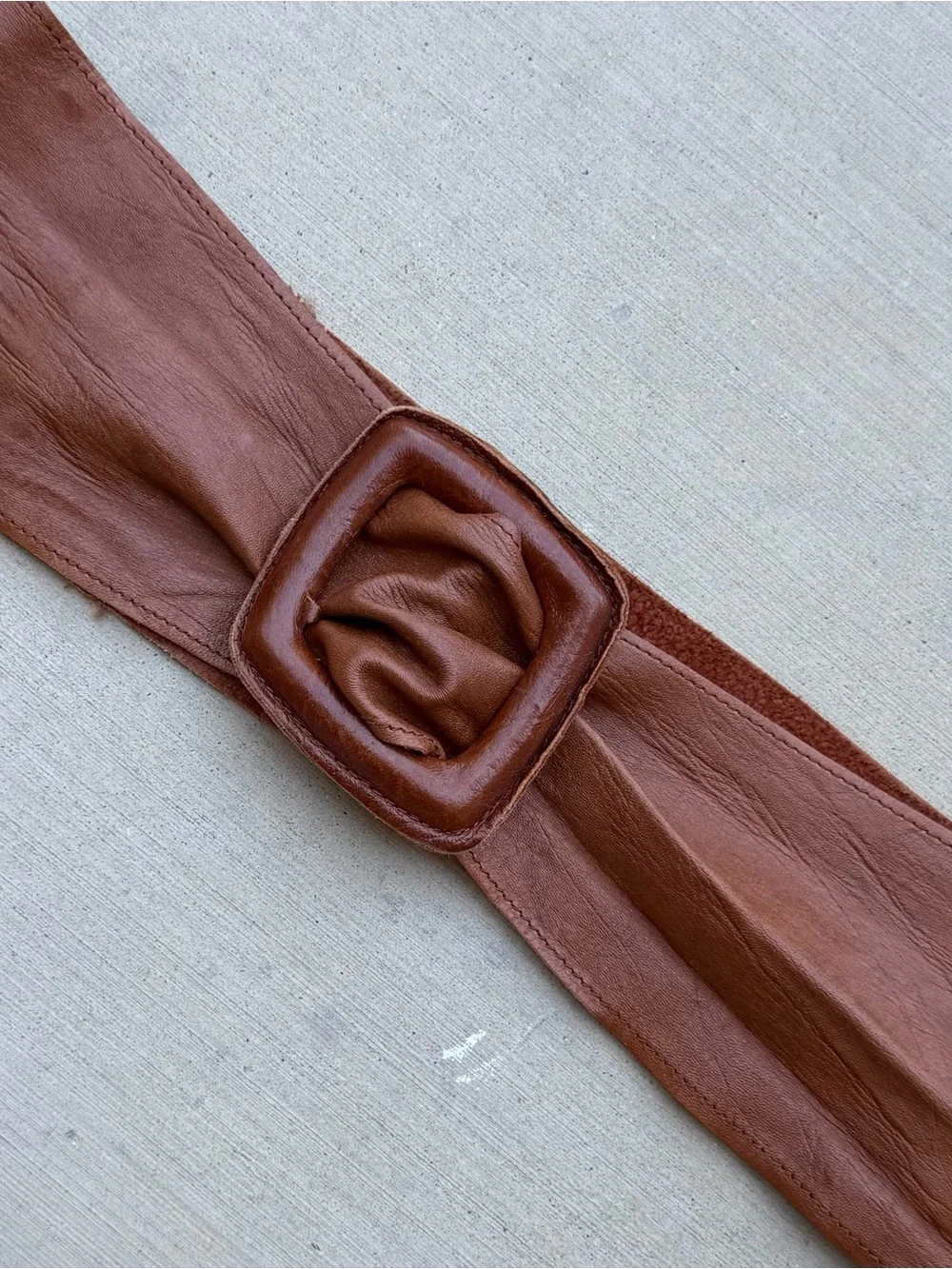 70’s Wide Brown Leather Cinch Belt with Buckle